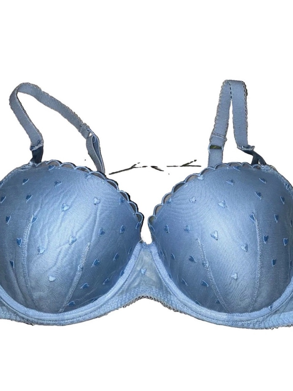 PINK Victoria's Secret Light Blue Heart-Embossed T-Shirt Bra